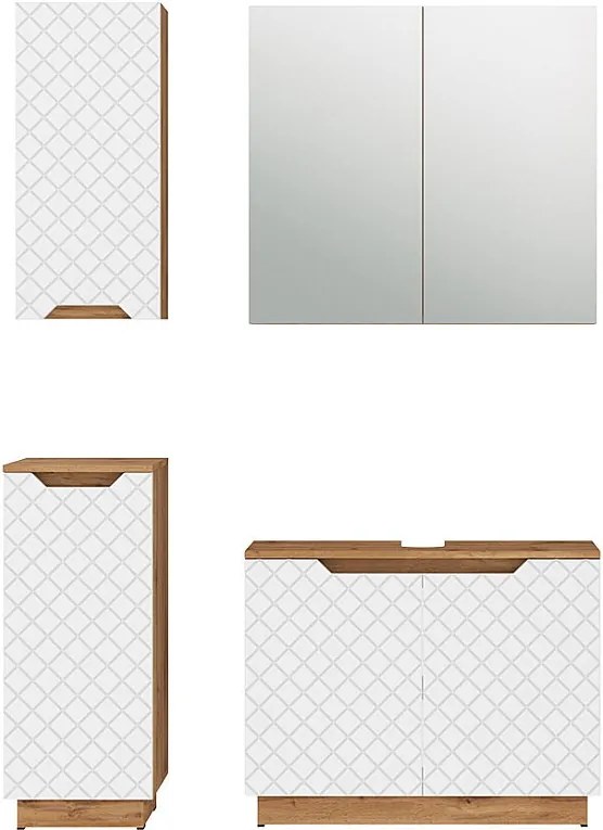 Zestaw mebli łazienkowych dąb/biały ze strukturą płytek 79.6x32x62.1 lotta