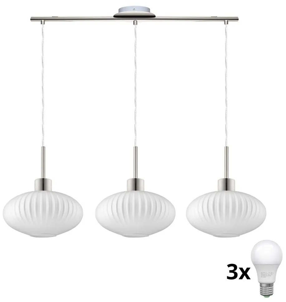 Lampa wisząca LED HARMA na lince 3xE27/60W/230V matowy chrom/biały