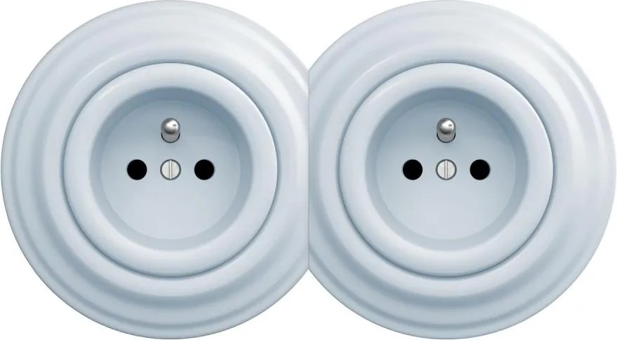 Kliklap - Podwójne retro gniazdko domowe z ramką 230V niebieskie