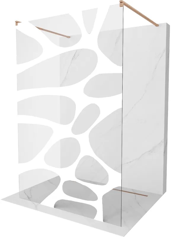 Mexen Kioto ścianka prysznicowa wolnostojąca 120 x 200 cm, biały wzór 8 mm, miedź szczotkowana - 800-120-002-65-97
