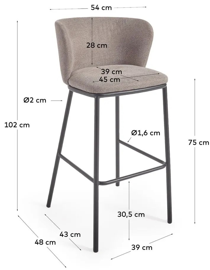 Jasnobrązowy hoker 102 cm Ciselia – Kave Home