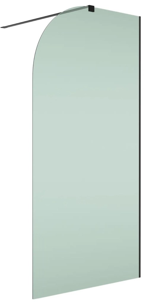 Ścianka prysznicowa WALK IN FIX zielona półokrągła 8mm MOLIS NATURE green moon MASSI | rożne rozmiary : Kolor profili kabiny - czarny, Szerokość ścianki - 70 cm, Typ montażu - WALK in FIX (Do ściany)