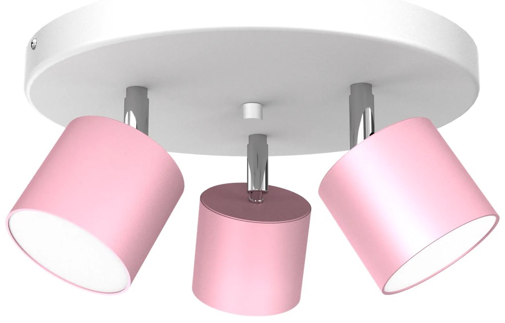Lampa sufitowa DIXIE PINK 3xGX53, potrójna, na kole, kierunkowa, różowa