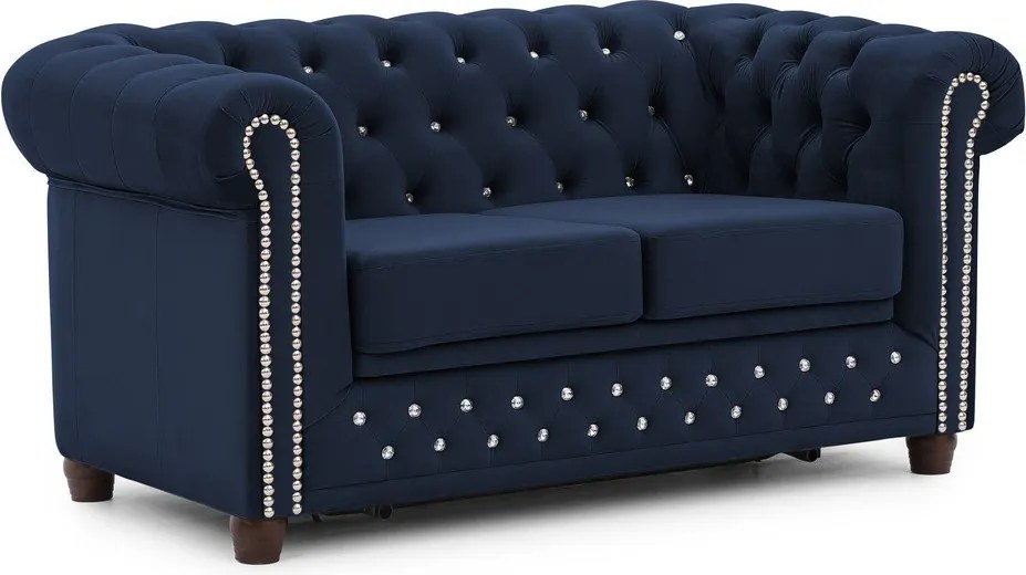 Niebieska aksamitna rozkładana sofa 148 cm York Blik – Ropez