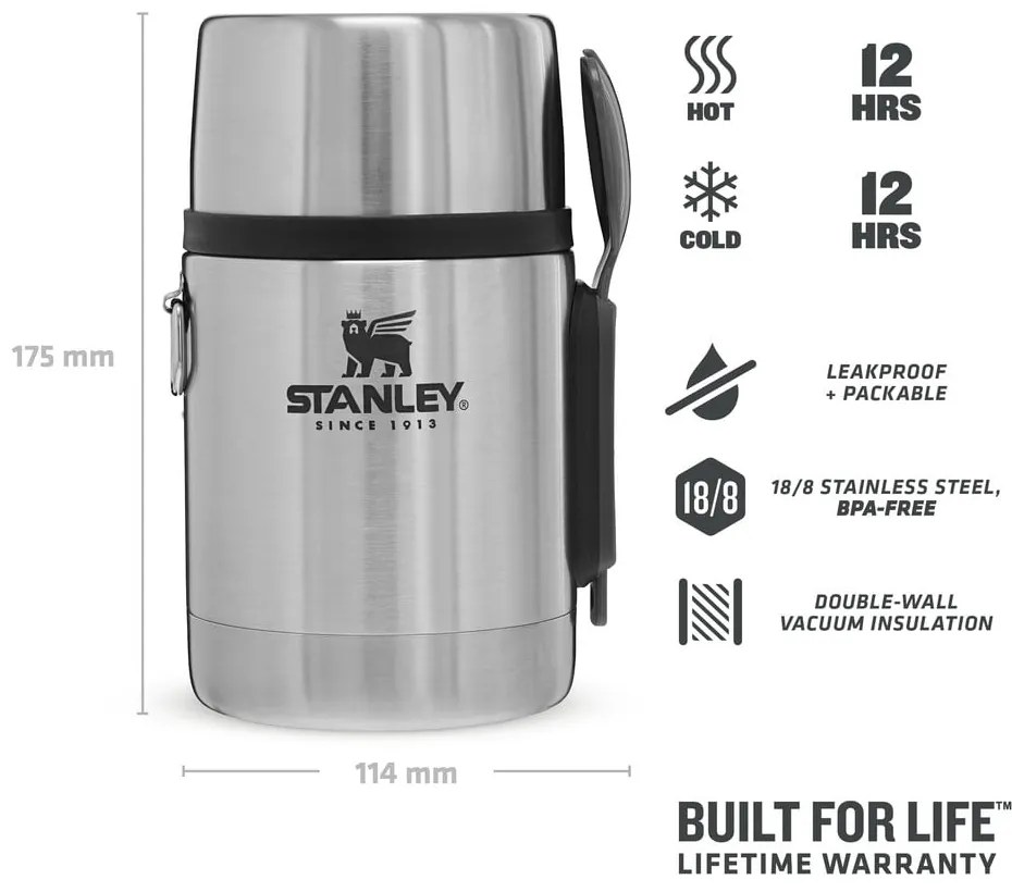 Termos na jedzenie ze stali nierdzewnej w kolorze srebra 530 ml Adventure – Stanley