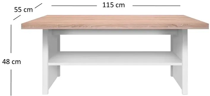 Biała ława kawowa z półką H6-E65