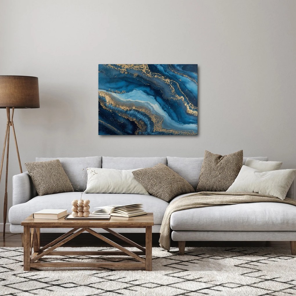 Obraz - Niebieska marmurowa abstrakcja (70x50 cm)