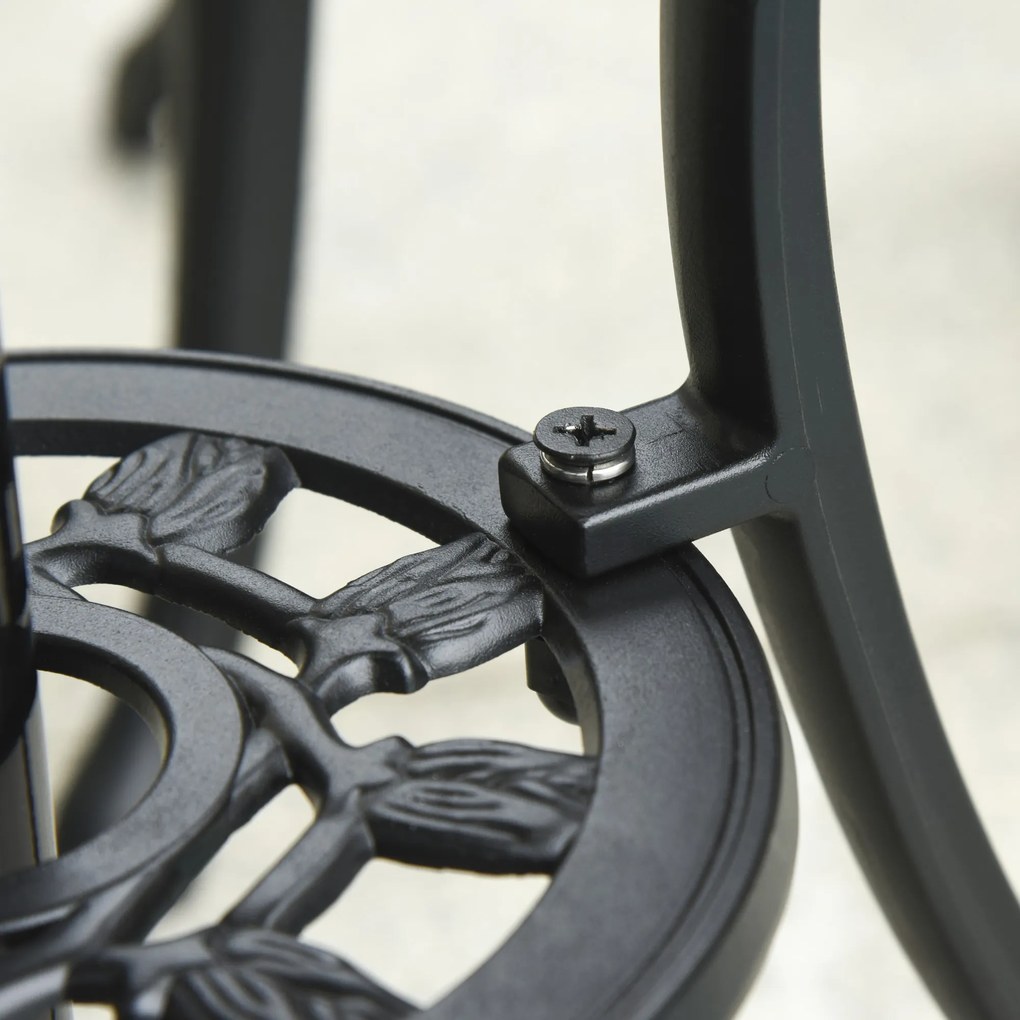 Outsunny Zestaw dla 2 Osób Zestaw Mebli Balkonowych 1 Stół+2 Krzesła Alu Czarny