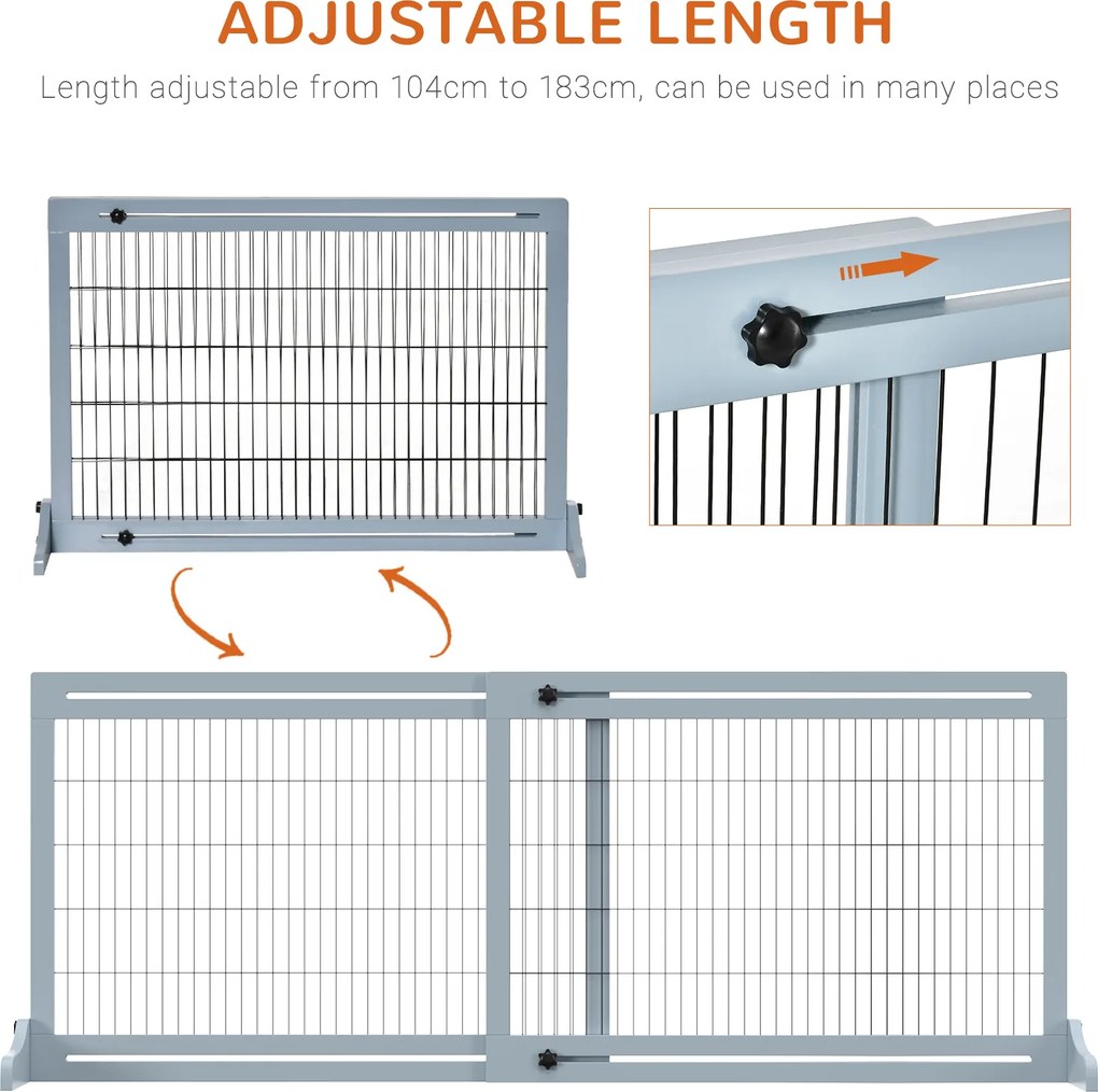 PawHut Brama Ochronna dla Psów na Schody Regulowana Wysokość Szaro-Czarna 180cm Wysoka | Aosom PL