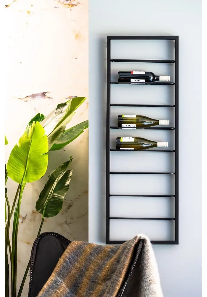 Czarny wiszący metalowy regał na wino 42x120x6 cm Macaben – Light & Living