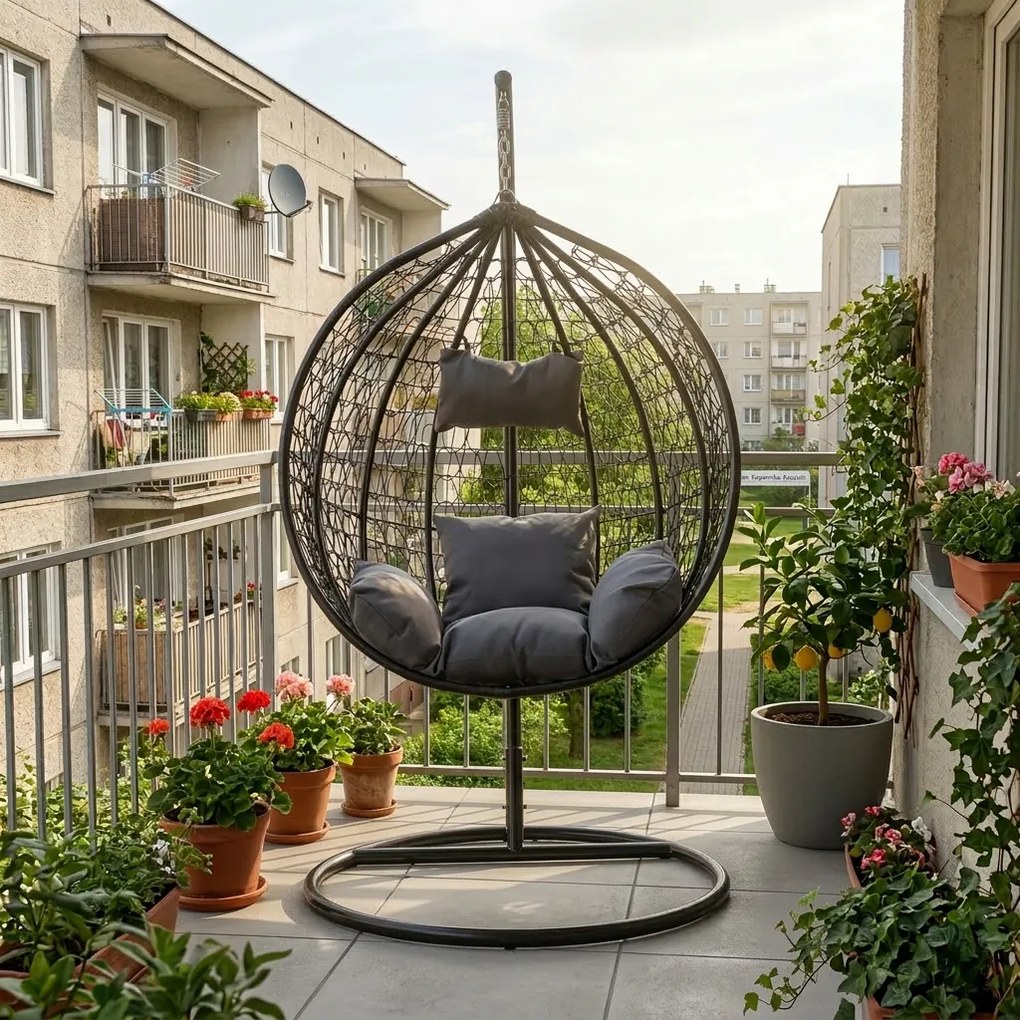 Fotel wiszący kokon Marius czarny PATIO