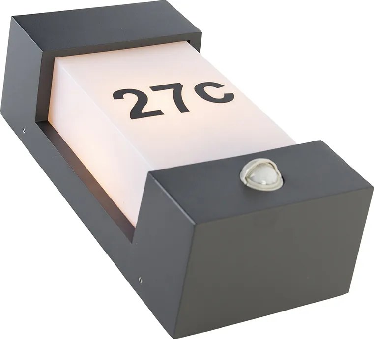 Lampa ścienna zewnętrzna ciemnoszara IP44 z czujnikiem ruchu - Tide