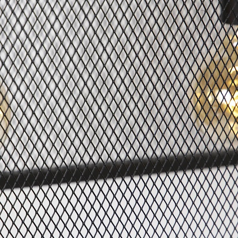 Industrialna lampa wisząca czarna 118 cm z siatką 4-światłowa - CagePrzemysłowy Oswietlenie wewnetrzne