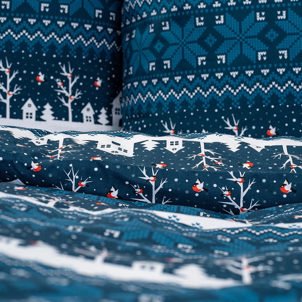 4Home Pościel bawełniana Winter village, 160 x 200 cm, 70 x 80 cm