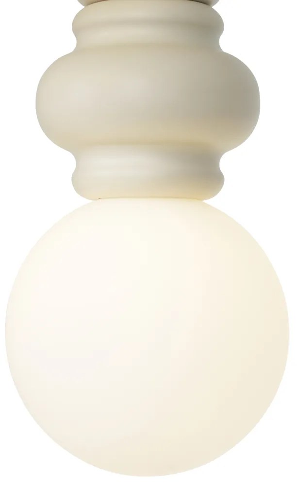 Retrowlana lampa wisząca beżowa z matowym szkłem - Fedde