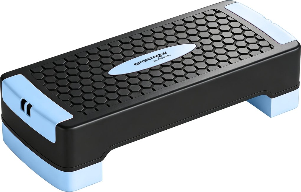 SPORTNOW Deska do stepów regulowana Fitness Aerobic Stepper z 2 poziomami (11/16 cm) 2 taśmami oporowymi, mata antypoślizgowa Niebieski | Aosom PL