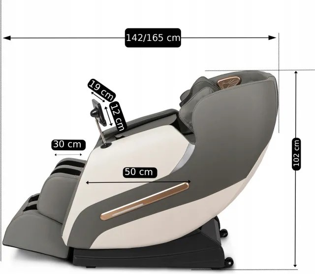 Fotel Masujący VX MAX Wypoczynkowy Relaksacyjny Szary Ekoskóra Nowoczesny