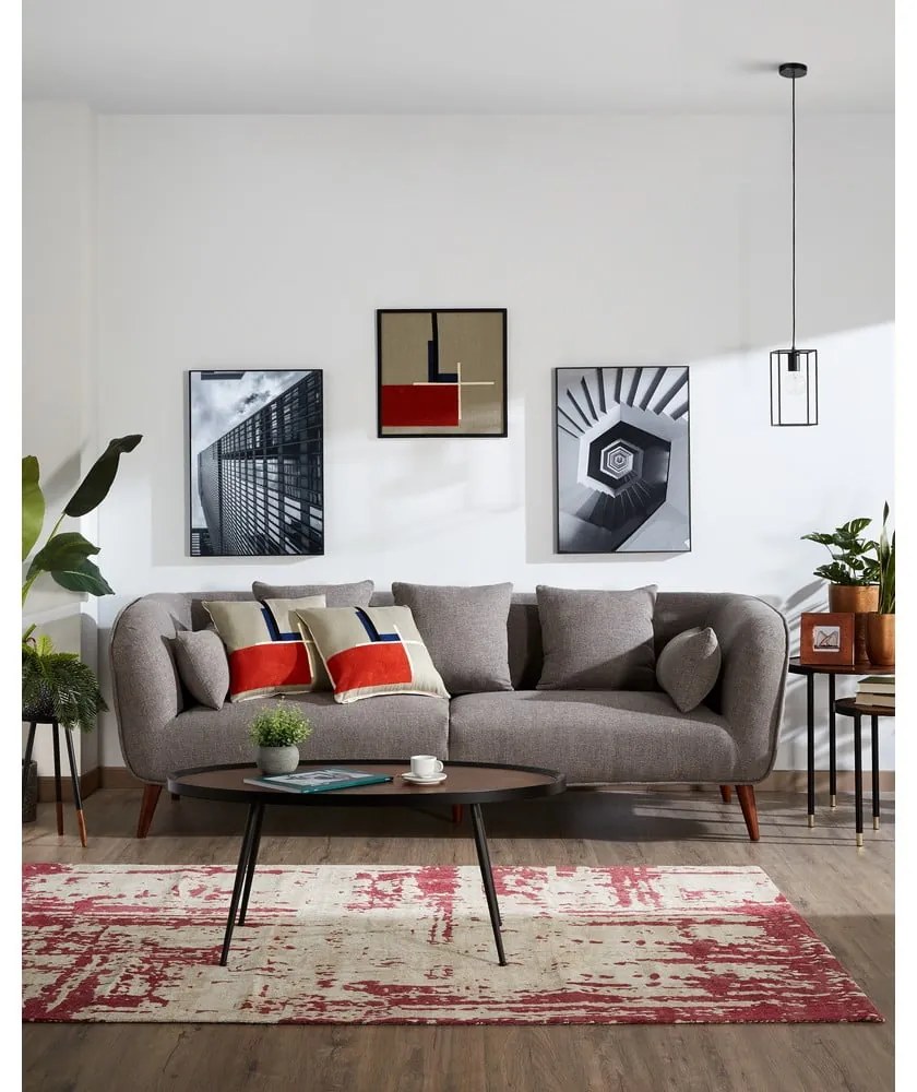 Czarny stolik z blatem w dekorze orzecha Kave Home Kamelia