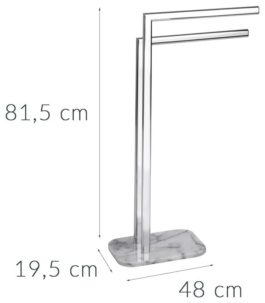 Łazienkowy stojak na ręczniki ONYX marmurowa podstawa, kamień naturalny - 2 ramienny, chromowany, WENKO