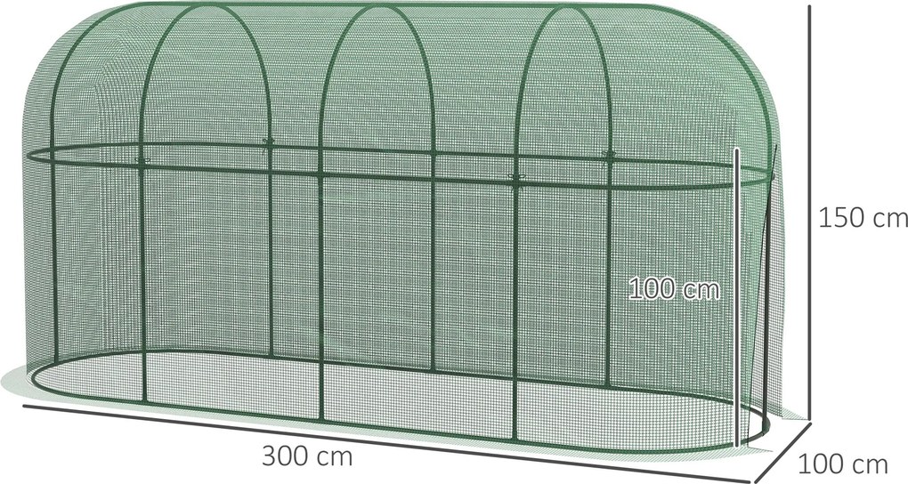 Outsunny Siatka Ogrodowa z Drzwiami Namiot Ochronny Przed Owadami Siatka Ochronna Przed Wiatrem i Szkodnikami Stal Zielony 3x1m | Aosom PL
