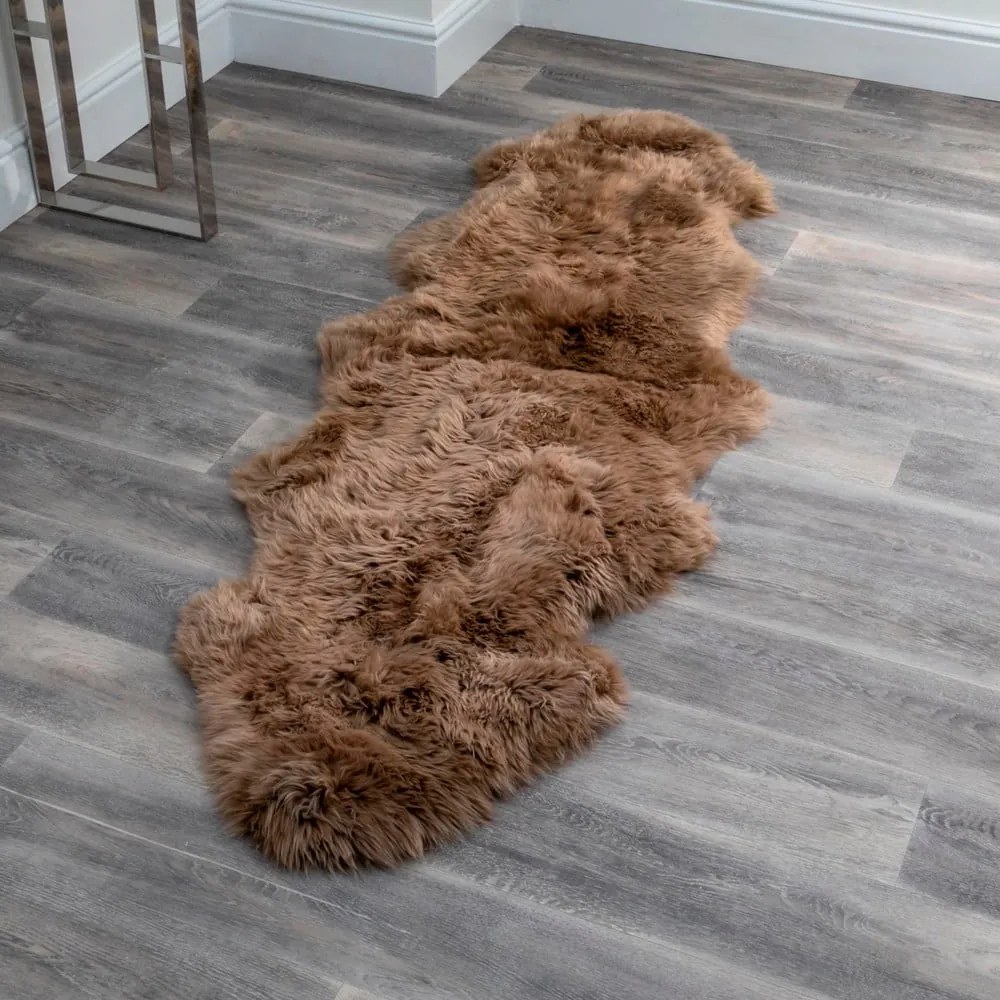 Brązowa skóra owcza Native Natural Double, 60x240 cm