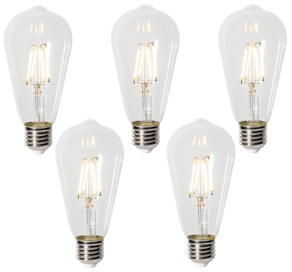 Zestaw 5 E27 dimbare LED lamp ST64 clear 5W 450 lm 2700K