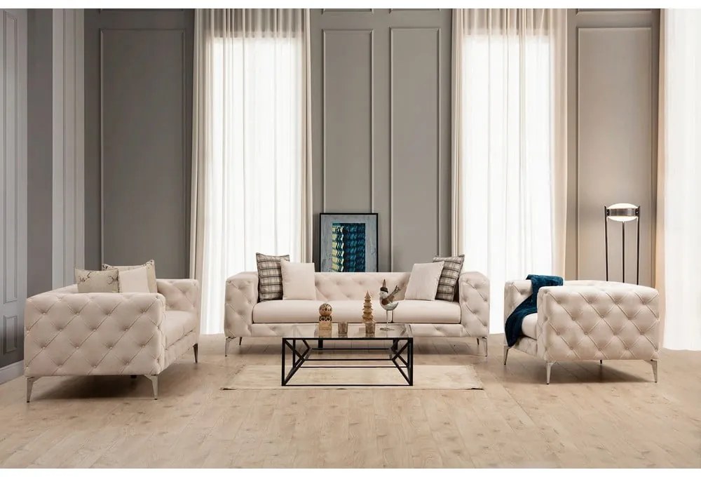 Beżowa aksamitna sofa 237 cm Como – Artie