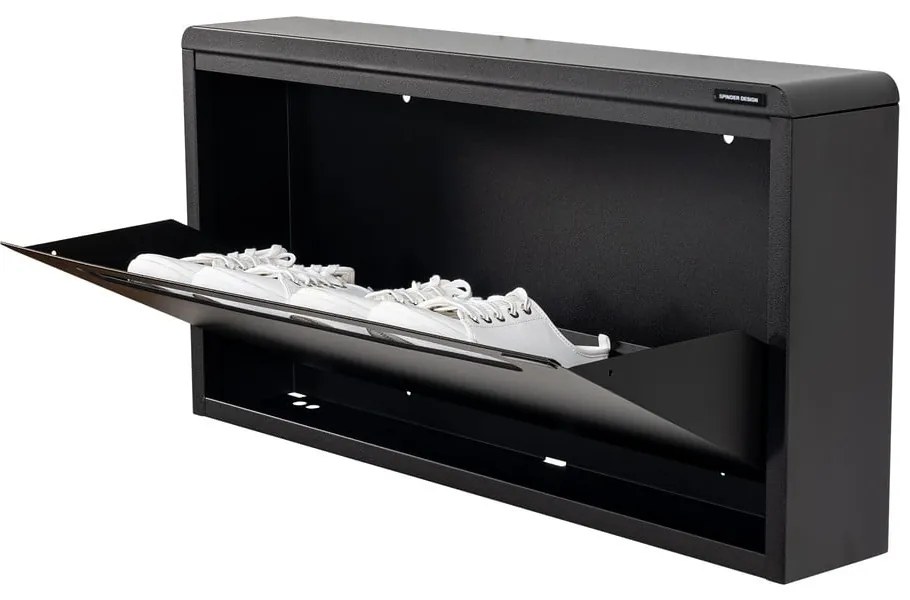 Czarna metalowa uchylna/wisząca szafka na buty 75x38x13 cm Mario – Spinder Design