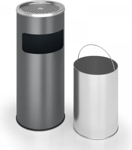 Stojący popielniczka z koszem 17L antracyt stal nierdzewna