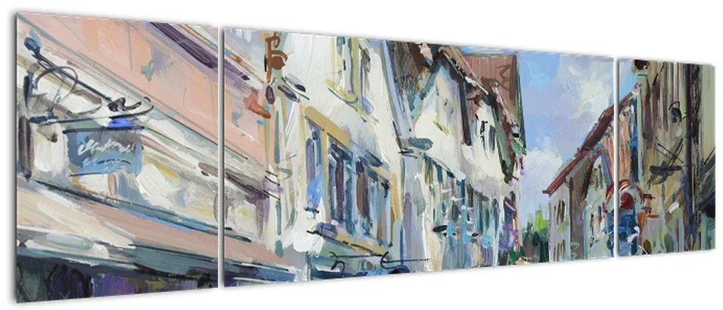 Obraz - Aleja starego miasta, malarstwo akrylowe (170x50 cm)