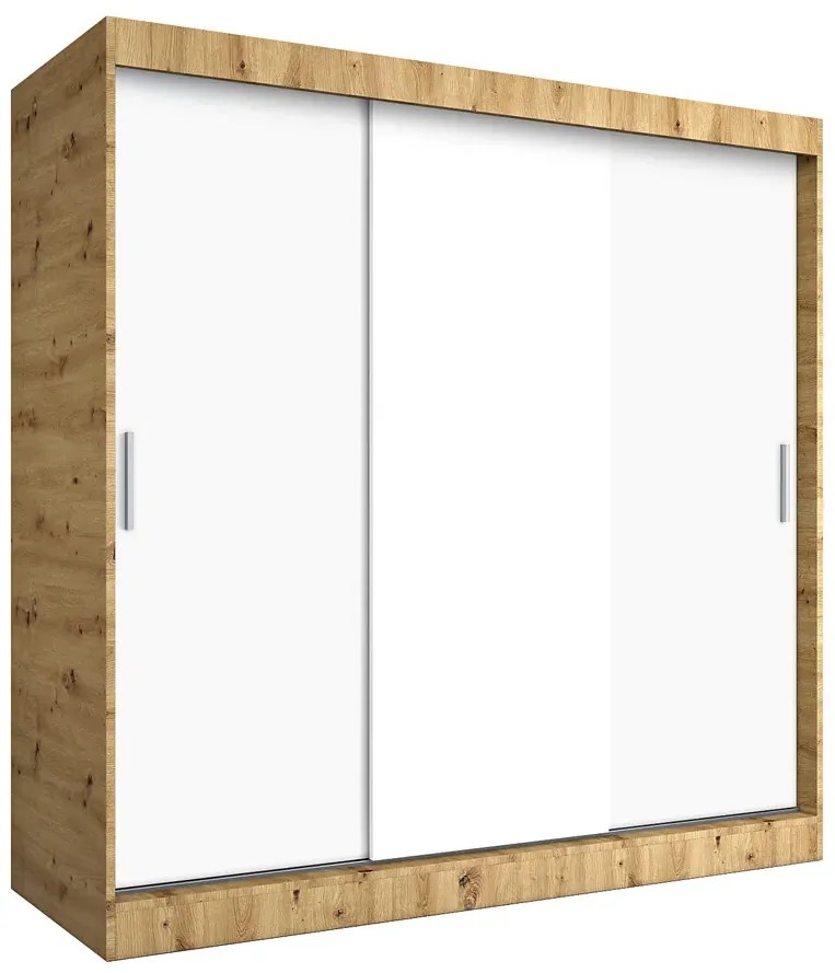 Szafa przesuwna 200 cm dąb artisan + biały - Erco 6X