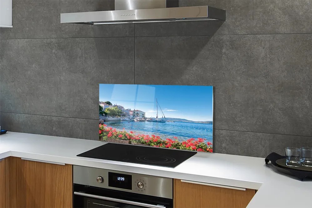 Szklany Panel Statek na Morzu w Lecie