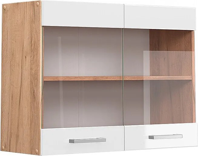 Szklana szafka kuchenna biały wysoki połysk 80x31x60 r-line