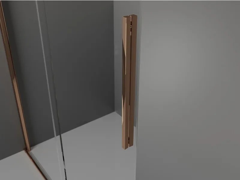 Mexen Velar ścianka prysznicowa rozsuwana Walk-in 140 x 200 cm, szron 8 mm, różowe złoto - 871-140-000-33-60