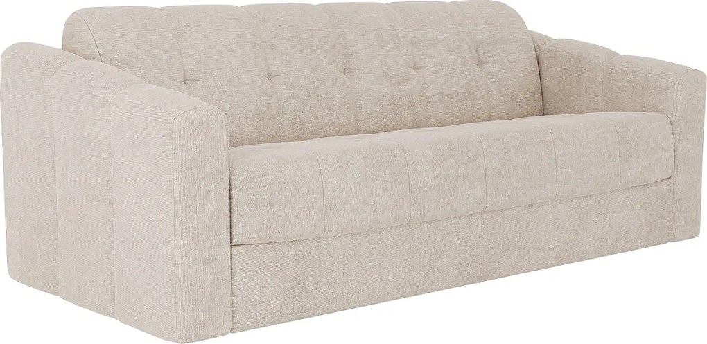 Kanapa 4-osobowa rozkładana typu express z beżową teksturowaną tapicerką - Miejsce do spania 160 cm - Materac 22 cm z pamięcią kształtu - DARIELO
