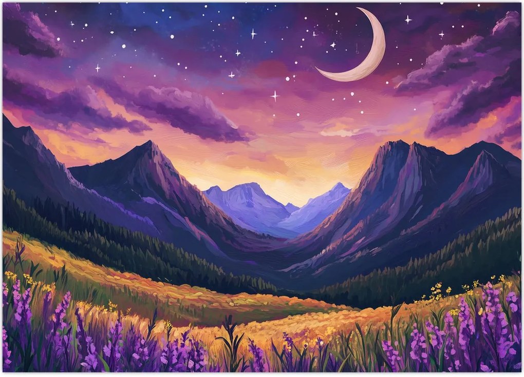 Obraz - Fioletowy krajobraz (70x50 cm)