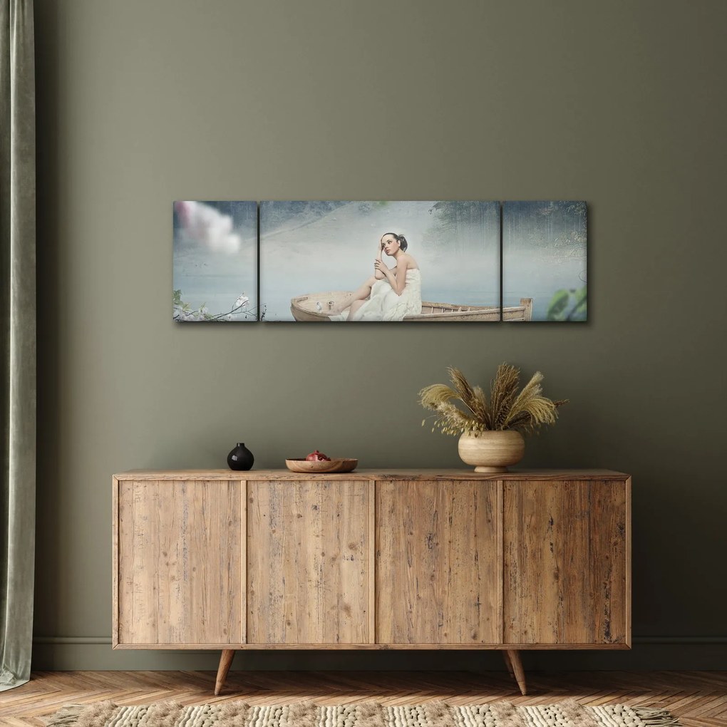 Obraz - Kobieta na łodzi (170x50 cm)