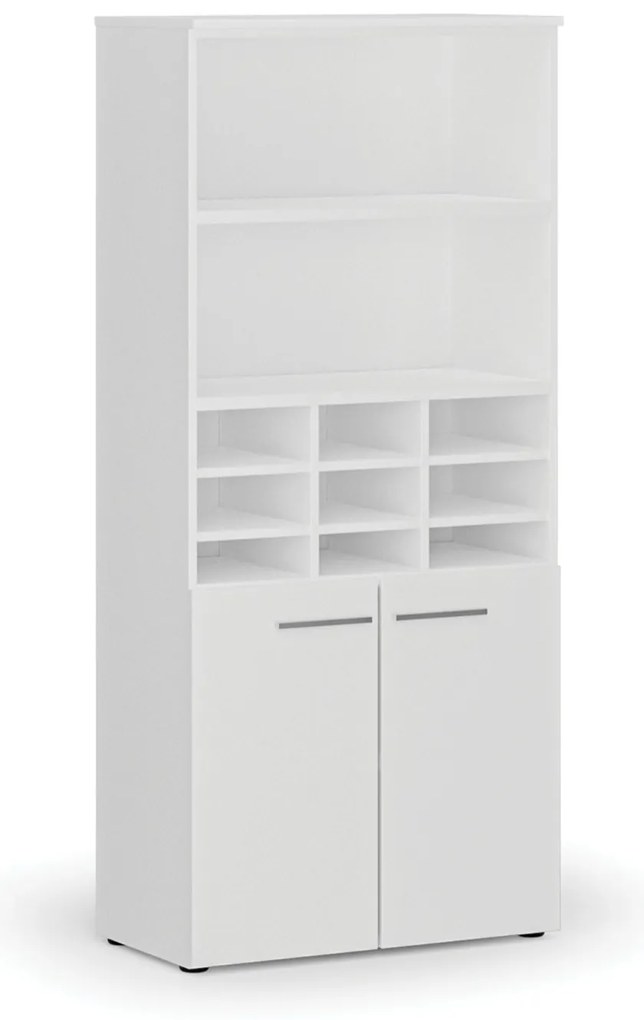 Regał sortujący PRIMO WHITE, 800 x 420 x 1781 mm, 9 przegród, biały