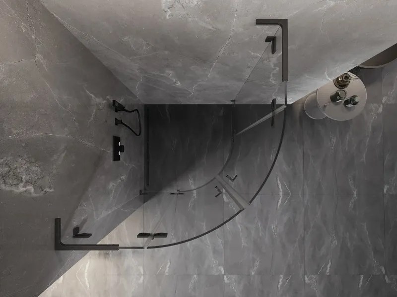 Mexen Lunar L kabina prysznicowa półokrągła uchylna 90 x 90 cm, transparent, gun gray szczotkowany - 833L-090L-090P-66-00