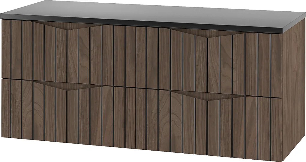 Zestaw Łazienkowy 120cm Szafka z Blatem Ryflowane Fronty Dąb Orzech Stella