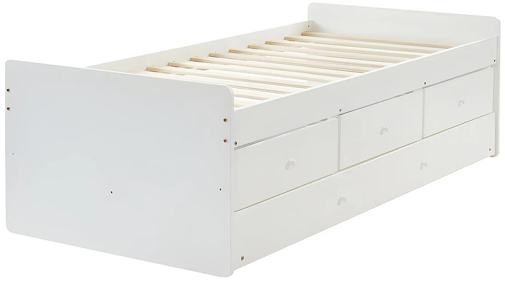 Łóżko wysuwane TITOUAN z 3 szufladami - 90 x 190 cm - MDF i sosna - Kolor biały