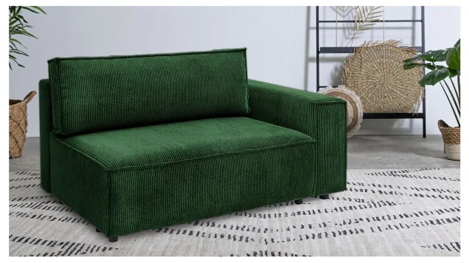 Zielony sztruksowy moduł sofy (prawostronny) Nihad modular – Bobochic Paris