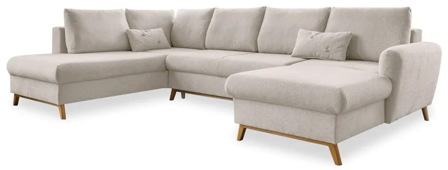 Beżowa rozkładana sofa w kształcie litery "U" Miuform Scandic Lagom, lewostronna