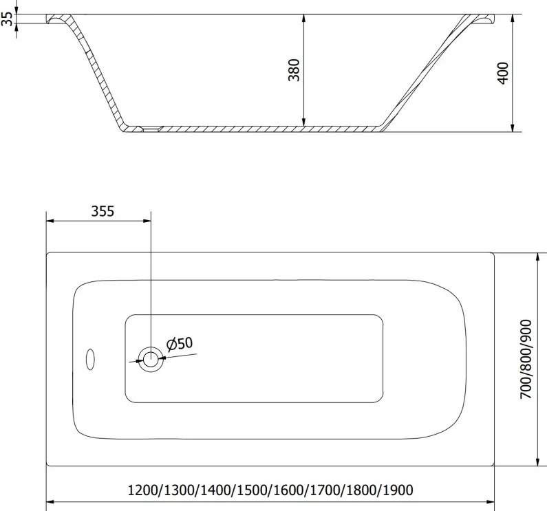 Mexen Vega wanna prostokątna 170 x 80 cm z obudową, biała - 55011708000X