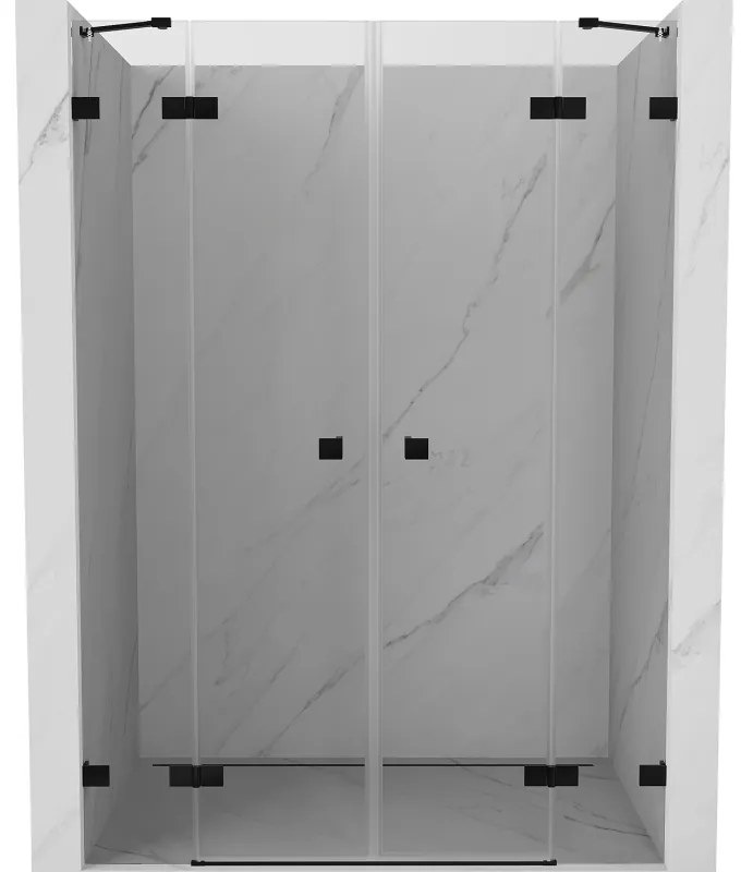 Mexen Lunar Duo drzwi prysznicowe uchylne 160 cm, transparent, czarne - 834D-160-000-70-00