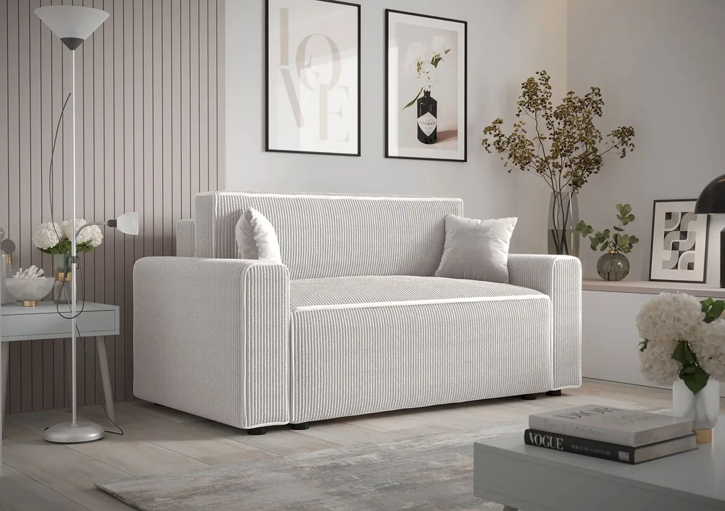 Biała tapicerowana sofa rozkładana K8-N43