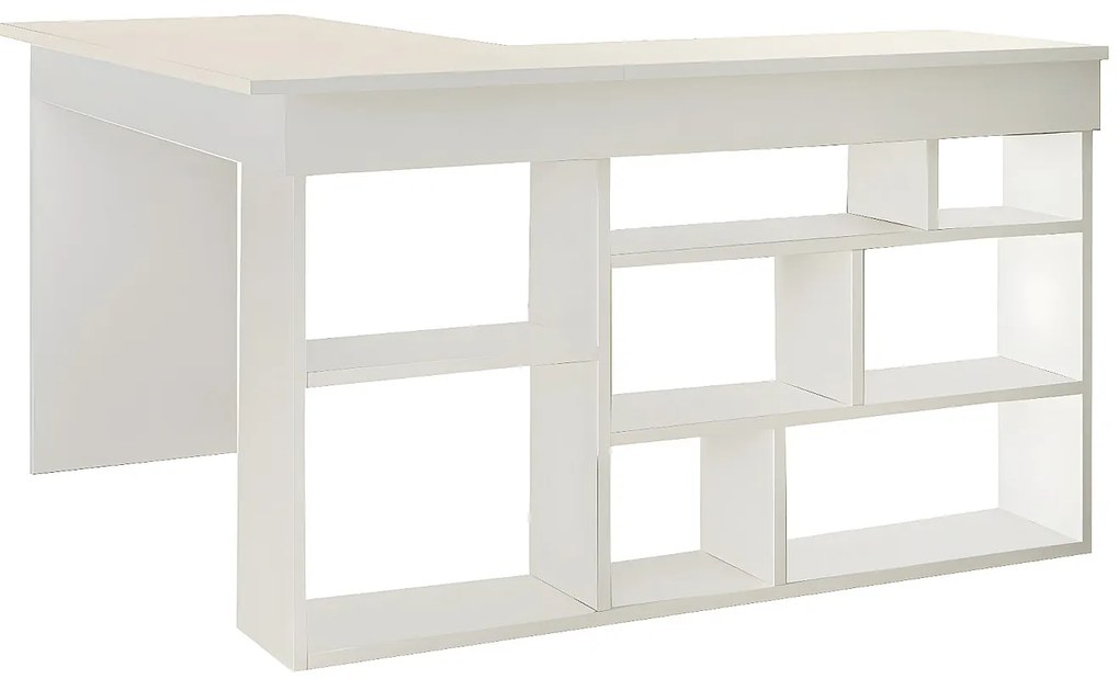 Biurko narożne ze schowkami - Kolor: Biały - LILEUL