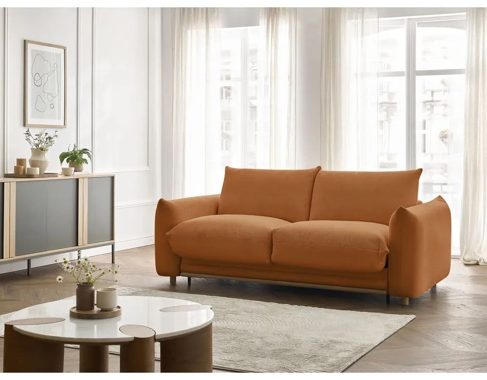 Pomarańczowa rozkładana sofa 214 cm Ernest – Bobochic Paris