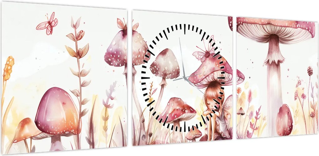 Obraz - Różowa wróżka (z zegarem) (90x30 cm)