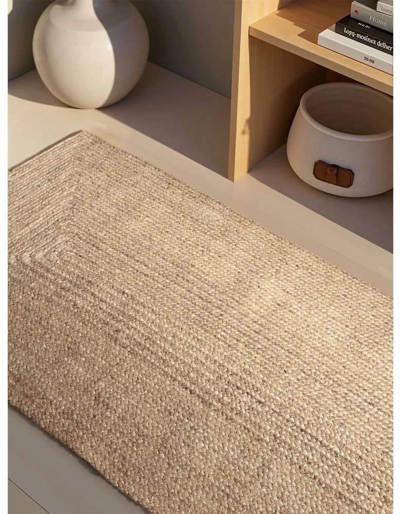 Dwustronny chodnik z juty tkany ręcznie w jasnym naturalnym kolorze 80x200 cm Sharmila Natural White – Hanse Home